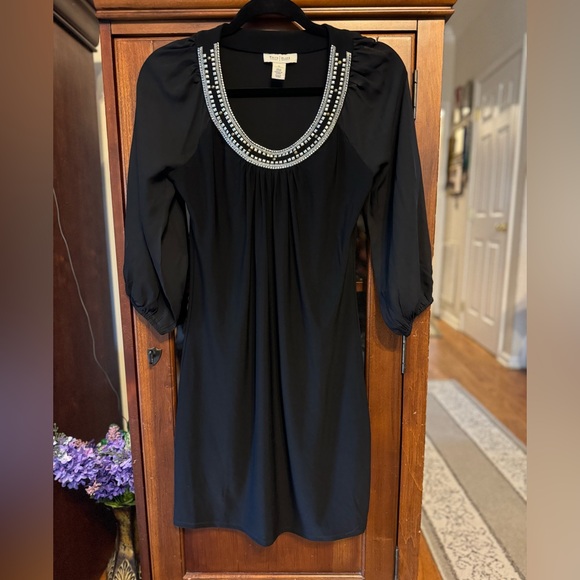 White House Black Market Dresses & Skirts - Super Nice Long Sleeved Black Dress w Sheer Sleeves size XS